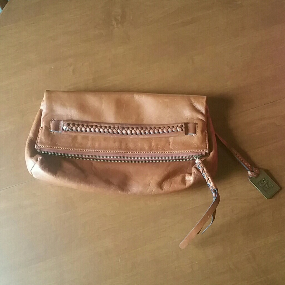 Frye brown leather clutch